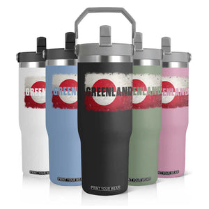 Greenland Pride Patriotic Greenlander Heritage Vintage Flag Flip Straw Tumbler TS11 Print Your Wear