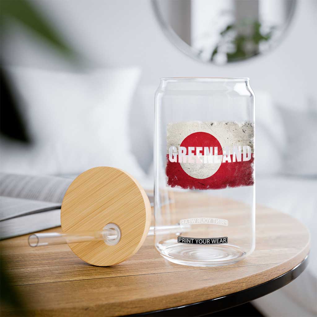Greenland Pride Patriotic Greenlander Heritage Vintage Flag Glass Can TS11 Print Your Wear