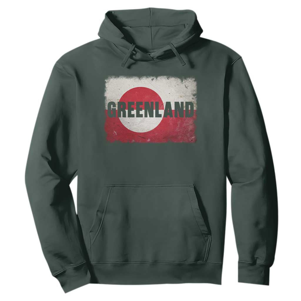 Greenland Pride Patriotic Greenlander Heritage Vintage Flag Hoodie TS11 Dark Forest Green Print Your Wear