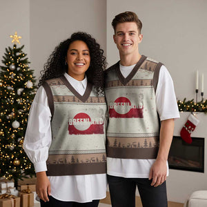 Greenland Pride Patriotic Greenlander Heritage Vintage Flag V-Neck Knit Sweater Vest TS11 Mocha Mousse Print Your Wear