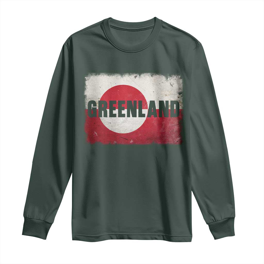 Greenland Pride Patriotic Greenlander Heritage Vintage Flag Long Sleeve Shirt TS11 Dark Forest Green Print Your Wear