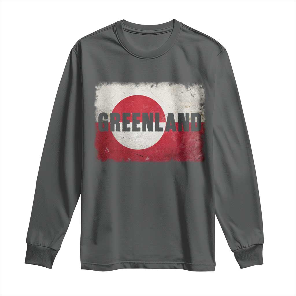 Greenland Pride Patriotic Greenlander Heritage Vintage Flag Long Sleeve Shirt TS11 Dark Heather Print Your Wear