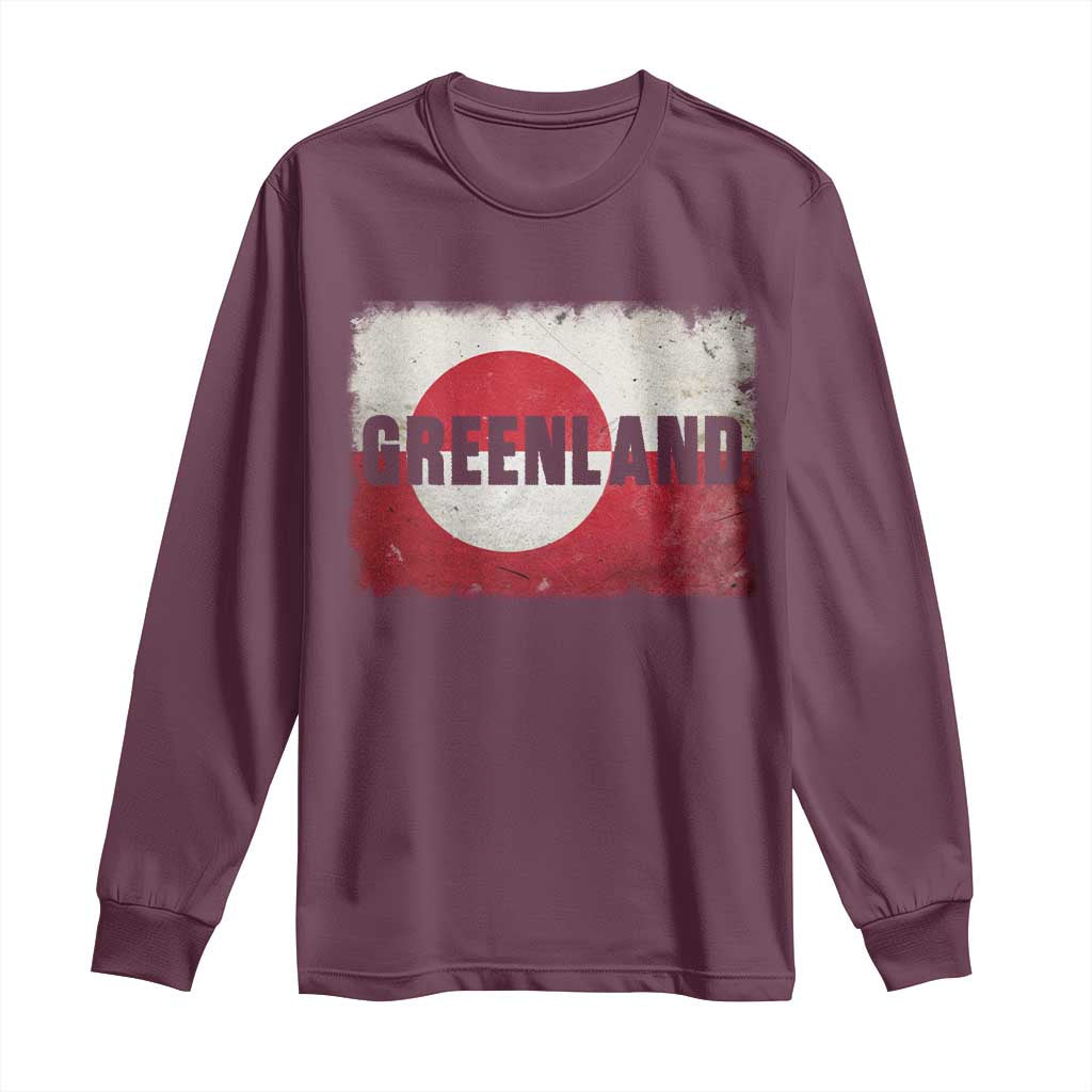 Greenland Pride Patriotic Greenlander Heritage Vintage Flag Long Sleeve Shirt TS11 Maroon Print Your Wear