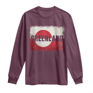 Greenland Pride Patriotic Greenlander Heritage Vintage Flag Long Sleeve Shirt TS11 Maroon Print Your Wear