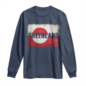 Greenland Pride Patriotic Greenlander Heritage Vintage Flag Long Sleeve Shirt TS11 Navy Print Your Wear