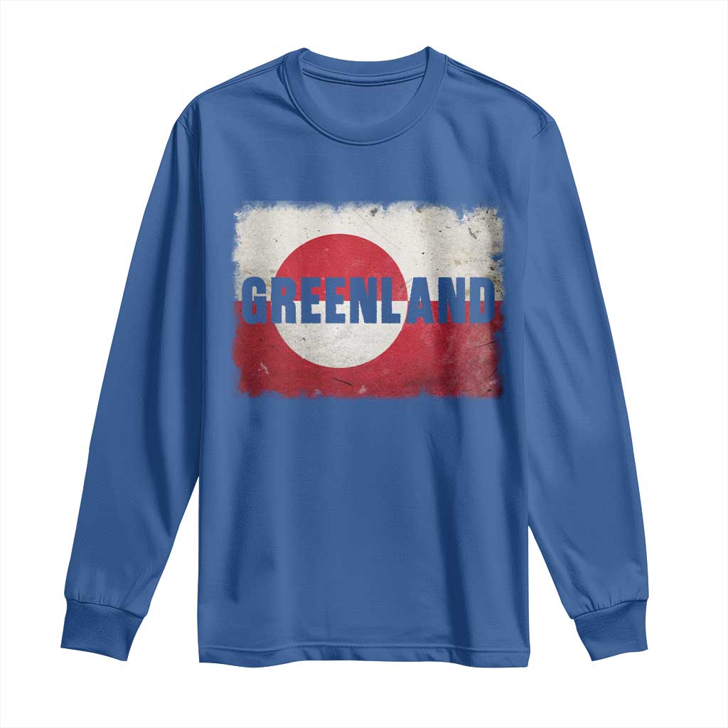 Greenland Pride Patriotic Greenlander Heritage Vintage Flag Long Sleeve Shirt TS11 Royal Blue Print Your Wear