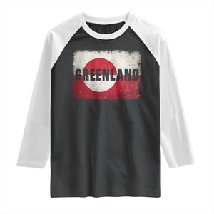 Greenland Pride Patriotic Greenlander Heritage Vintage Flag Raglan Shirt TS11 Black White Print Your Wear