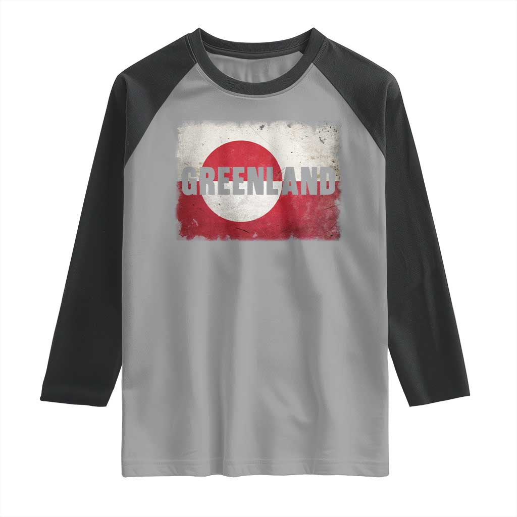 Greenland Pride Patriotic Greenlander Heritage Vintage Flag Raglan Shirt TS11 Sport Gray Black Print Your Wear