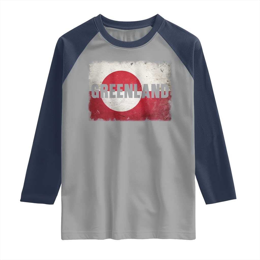 Greenland Pride Patriotic Greenlander Heritage Vintage Flag Raglan Shirt TS11 Sport Gray Navy Print Your Wear