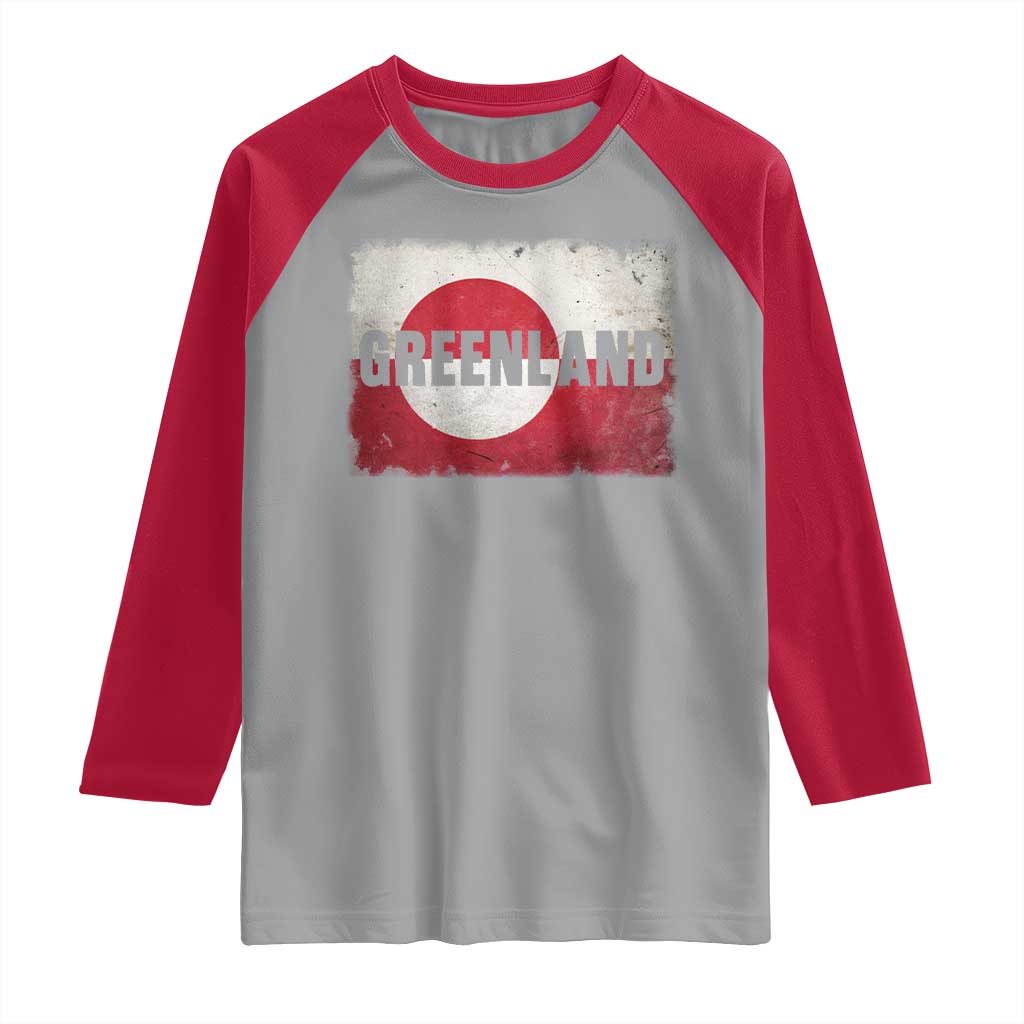 Greenland Pride Patriotic Greenlander Heritage Vintage Flag Raglan Shirt TS11 Sport Gray Red Print Your Wear