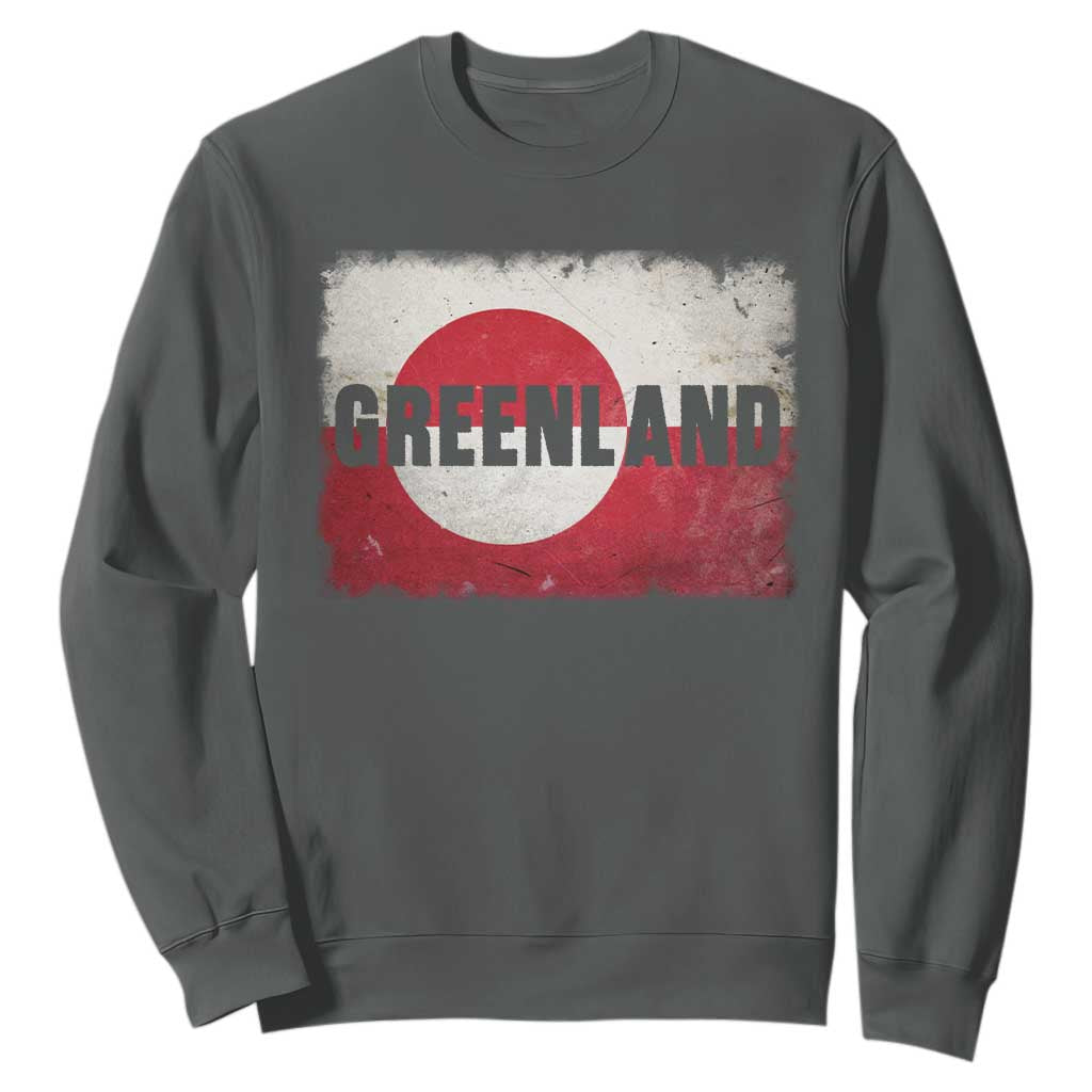 Greenland Pride Patriotic Greenlander Heritage Vintage Flag Sweatshirt TS11 Dark Heather Print Your Wear