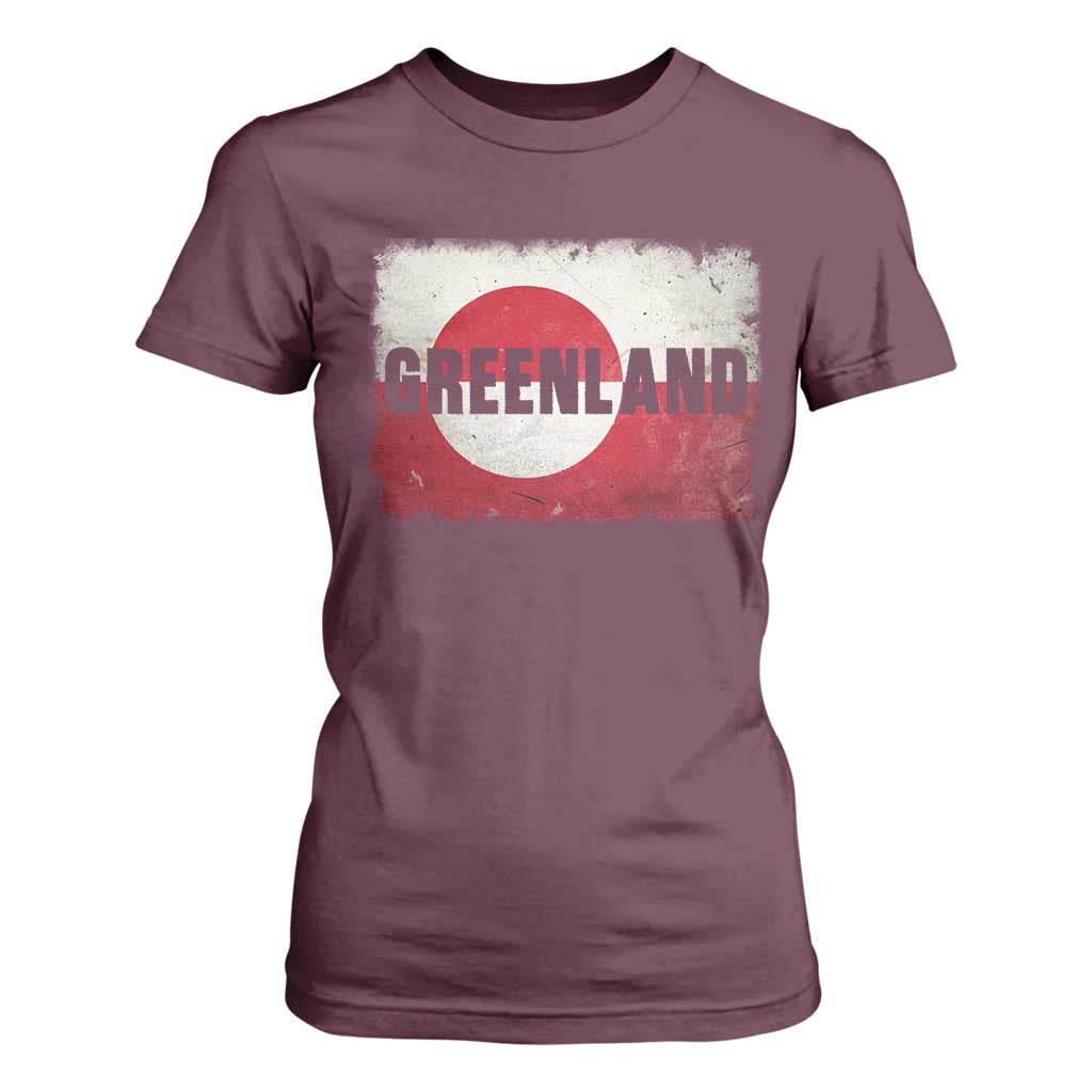 Greenland Pride Patriotic Greenlander Heritage Vintage Flag T Shirt For Women TS11 Maroon Print Your Wear
