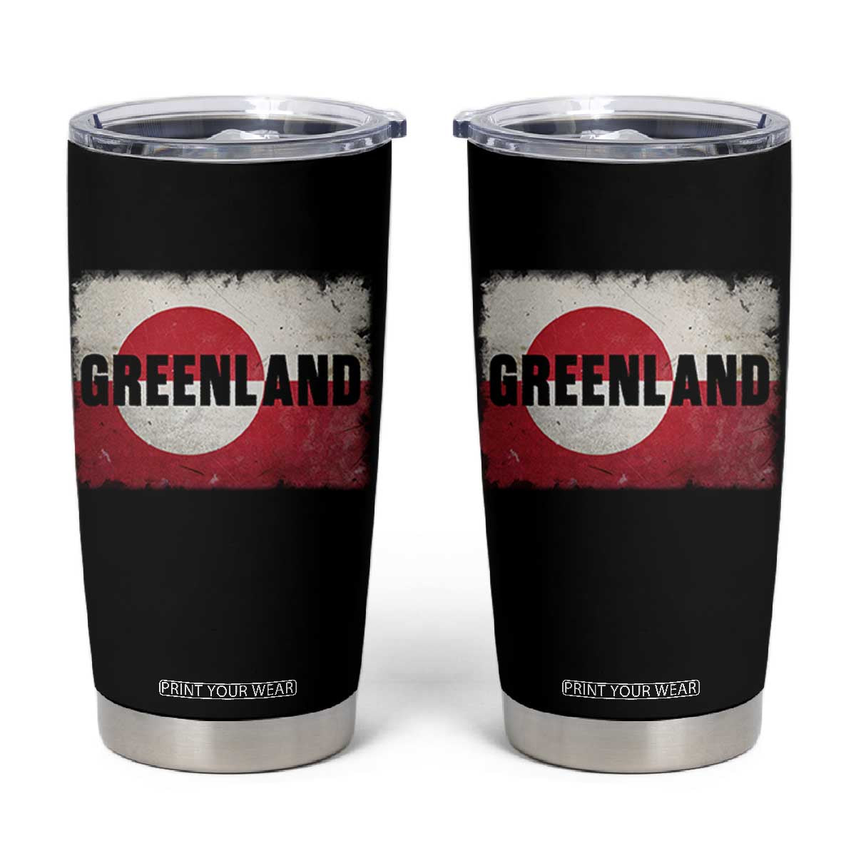 Greenland Pride Patriotic Greenlander Heritage Vintage Flag Tumbler Cup TS11 Black Print Your Wear