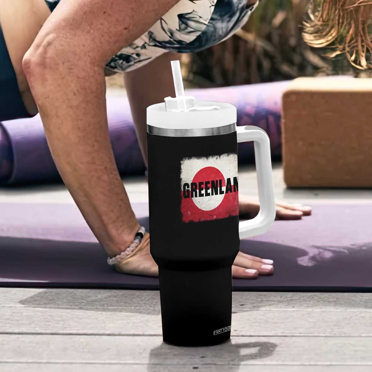 Greenland Pride Patriotic Greenlander Heritage Vintage Flag Tumbler With Handle TS11 Print Your Wear