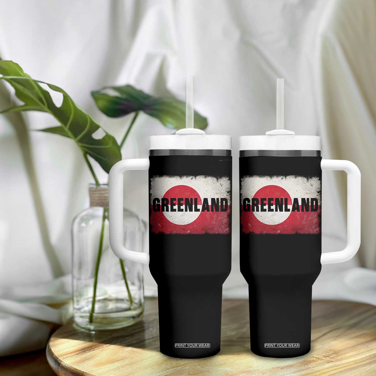 Greenland Pride Patriotic Greenlander Heritage Vintage Flag Tumbler With Handle TS11 Print Your Wear