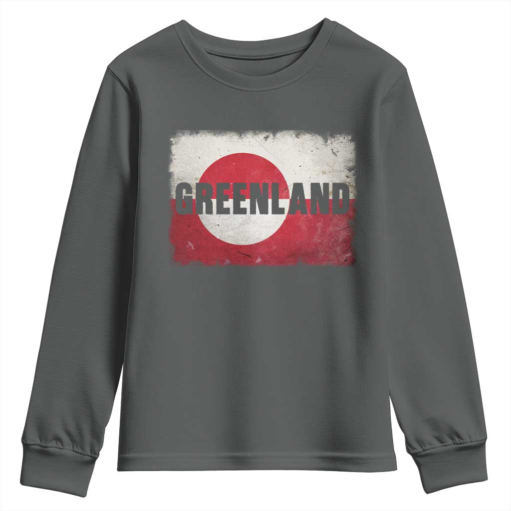 Greenland Pride Patriotic Greenlander Heritage Vintage Flag Youth Sweatshirt TS11 Dark Heather Print Your Wear