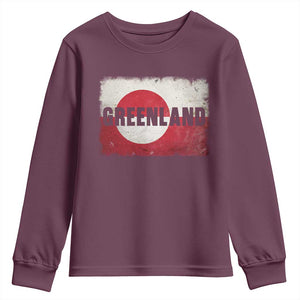 Greenland Pride Patriotic Greenlander Heritage Vintage Flag Youth Sweatshirt TS11 Maroon Print Your Wear