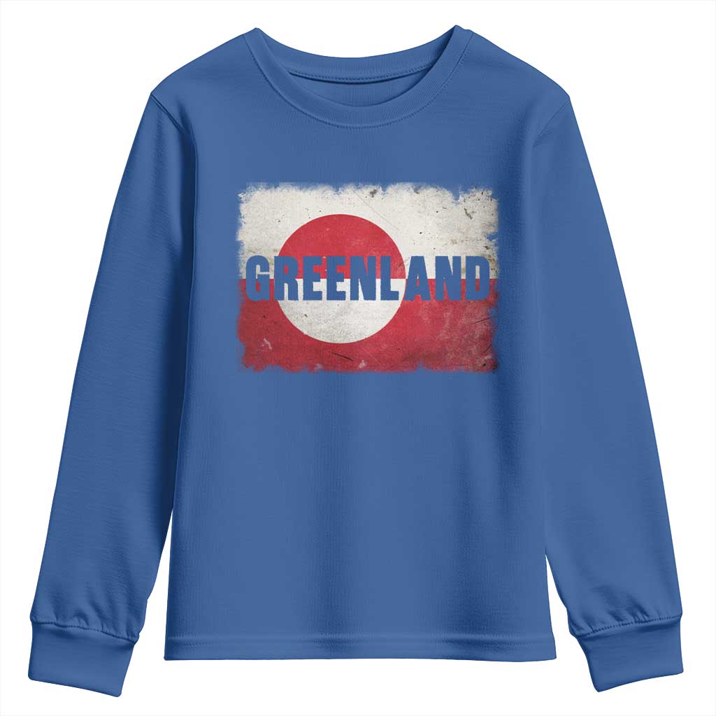 Greenland Pride Patriotic Greenlander Heritage Vintage Flag Youth Sweatshirt TS11 Royal Blue Print Your Wear