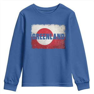 Greenland Pride Patriotic Greenlander Heritage Vintage Flag Youth Sweatshirt TS11 Royal Blue Print Your Wear
