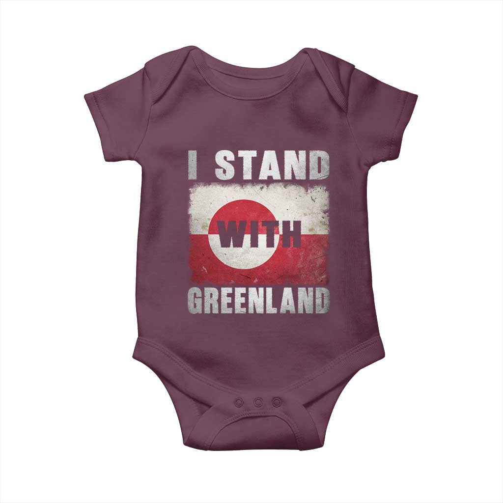 I Stand With Greenland Baby Onesie Support Greenlanders Vintage Greenland Flag TS11 Maroon Print Your Wear