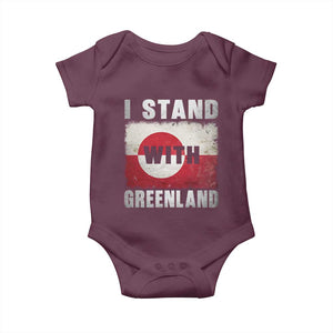 I Stand With Greenland Baby Onesie Support Greenlanders Vintage Greenland Flag TS11 Maroon Print Your Wear