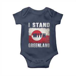 I Stand With Greenland Baby Onesie Support Greenlanders Vintage Greenland Flag TS11 Navy Print Your Wear
