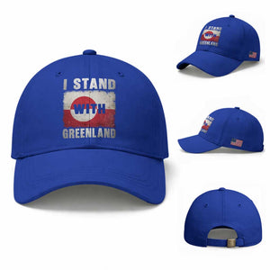 I Stand With Greenland Baseball Cap Support Greenlanders Vintage Greenland Flag TS11 Baseball Cap Universal Fit Royal Blue Print Your Wear