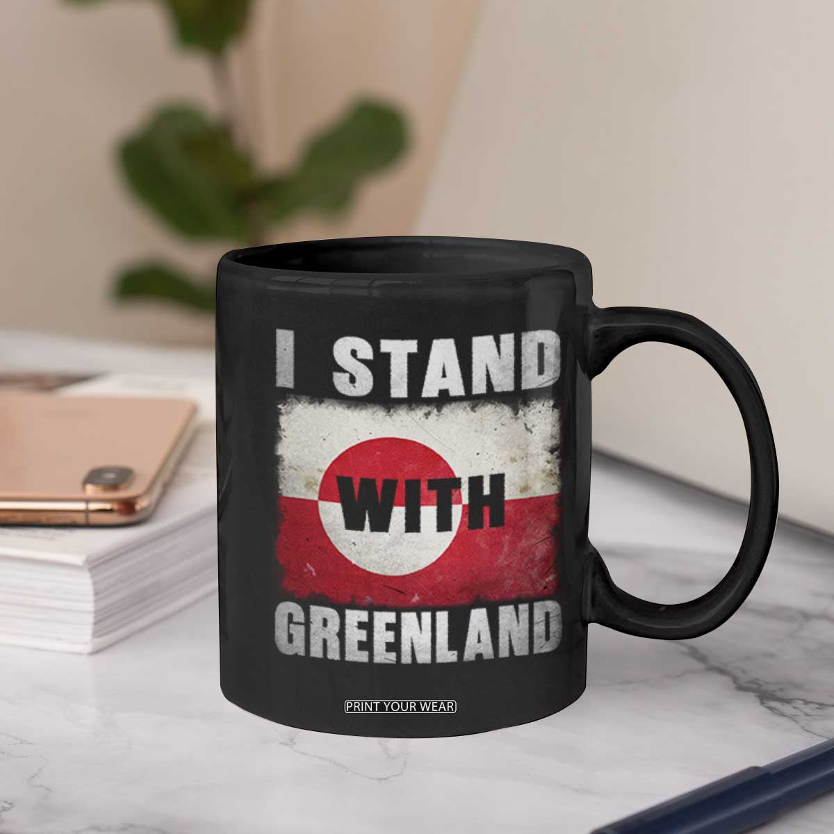 I Stand With Greenland Coffee Mug Support Greenlanders Vintage Greenland Flag TS11 Print Your Wear