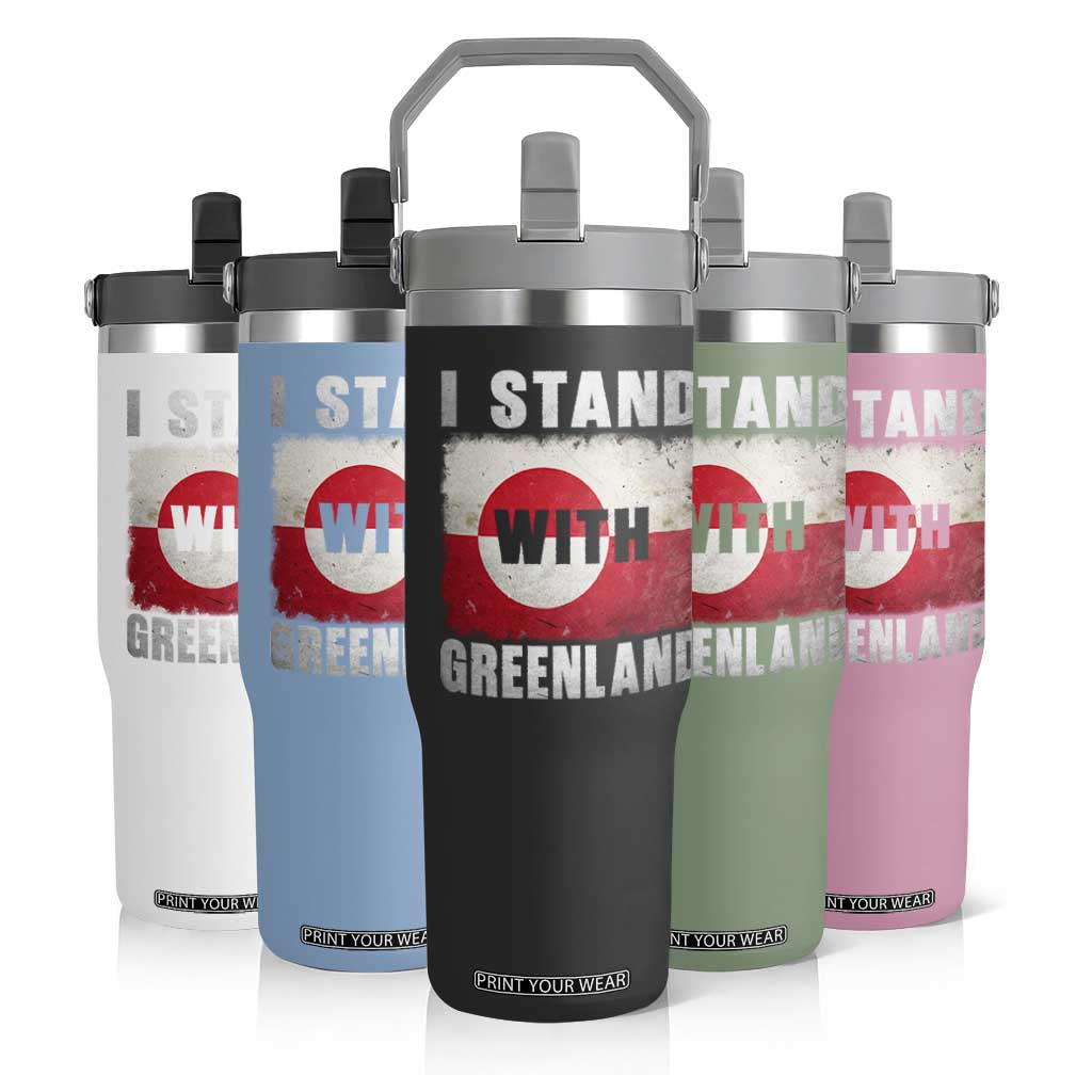I Stand With Greenland Flip Straw Tumbler Support Greenlanders Vintage Greenland Flag TS11 Print Your Wear