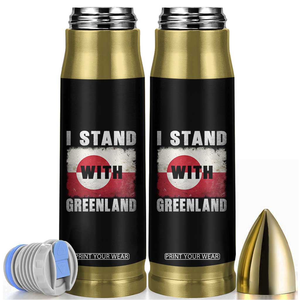 I Stand With Greenland Bullet Tumbler Support Greenlanders Vintage Greenland Flag TS11 Black Print Your Wear