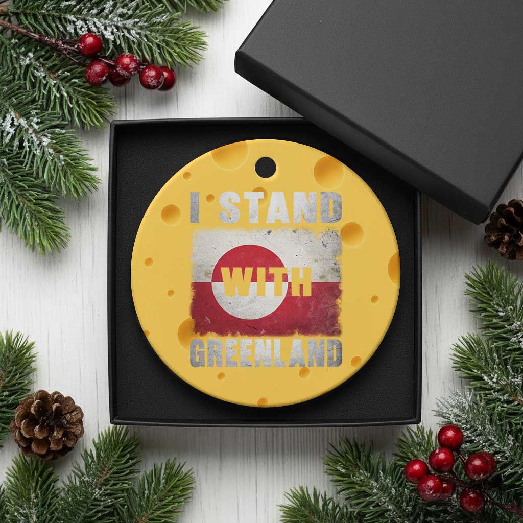 I Stand With Greenland Ceramic Ornament Support Greenlanders Vintage Greenland Flag TS11 1pc Yellow Cheese Print Your Wear