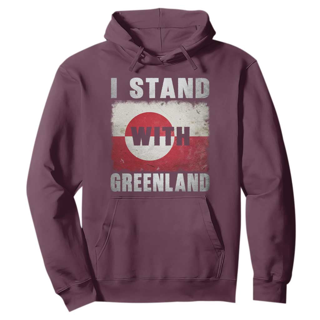 I Stand With Greenland Hoodie Support Greenlanders Vintage Greenland Flag TS11 Maroon Print Your Wear