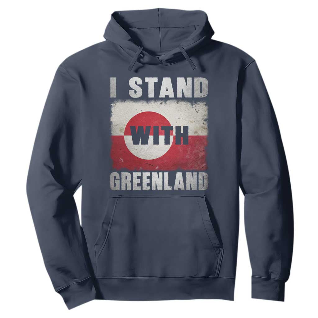 I Stand With Greenland Hoodie Support Greenlanders Vintage Greenland Flag TS11 Navy Print Your Wear