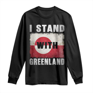 I Stand With Greenland Long Sleeve Shirt Support Greenlanders Vintage Greenland Flag TS11 Black Print Your Wear