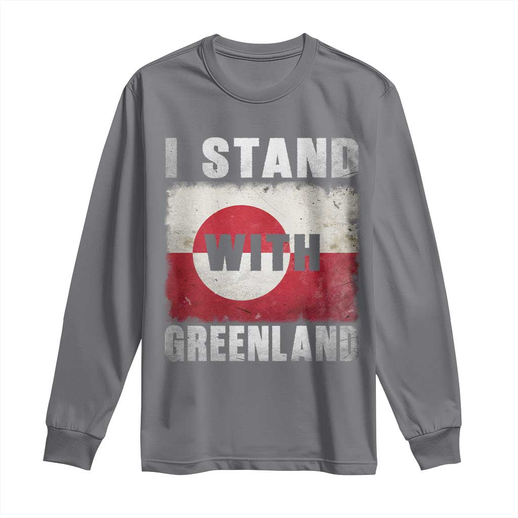 I Stand With Greenland Long Sleeve Shirt Support Greenlanders Vintage Greenland Flag TS11 Charcoal Print Your Wear