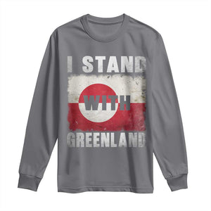 I Stand With Greenland Long Sleeve Shirt Support Greenlanders Vintage Greenland Flag TS11 Charcoal Print Your Wear