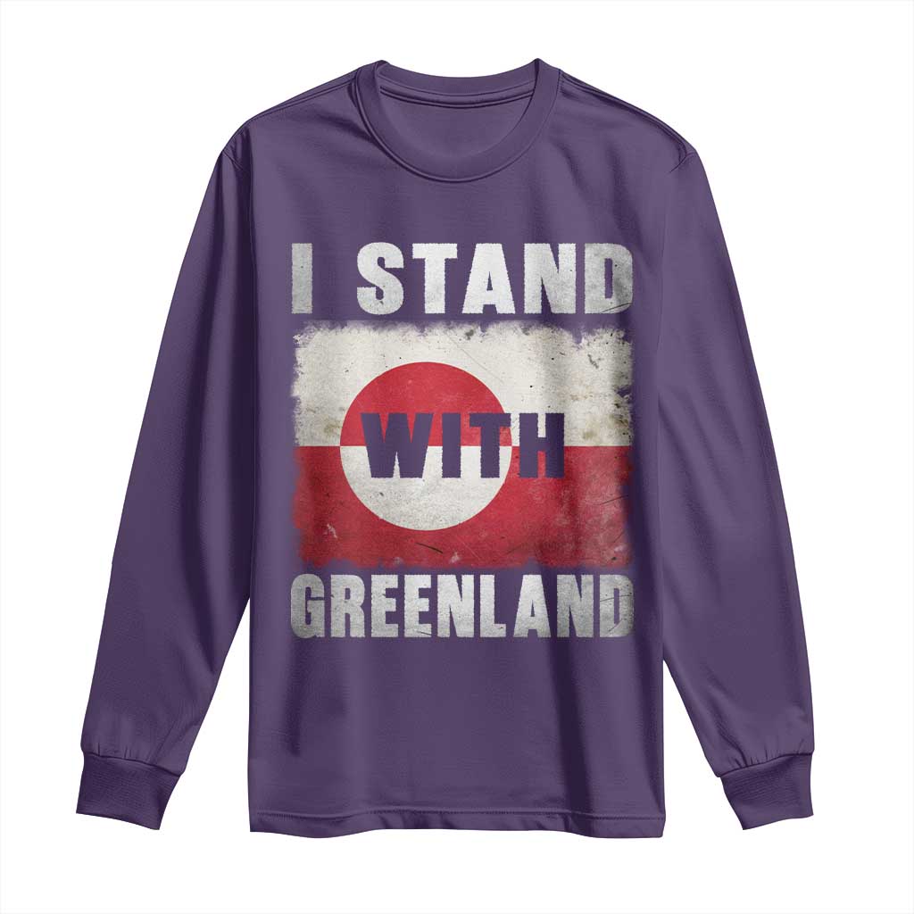 I Stand With Greenland Long Sleeve Shirt Support Greenlanders Vintage Greenland Flag TS11 Purple Print Your Wear