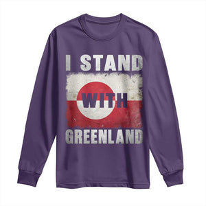I Stand With Greenland Long Sleeve Shirt Support Greenlanders Vintage Greenland Flag TS11 Purple Print Your Wear