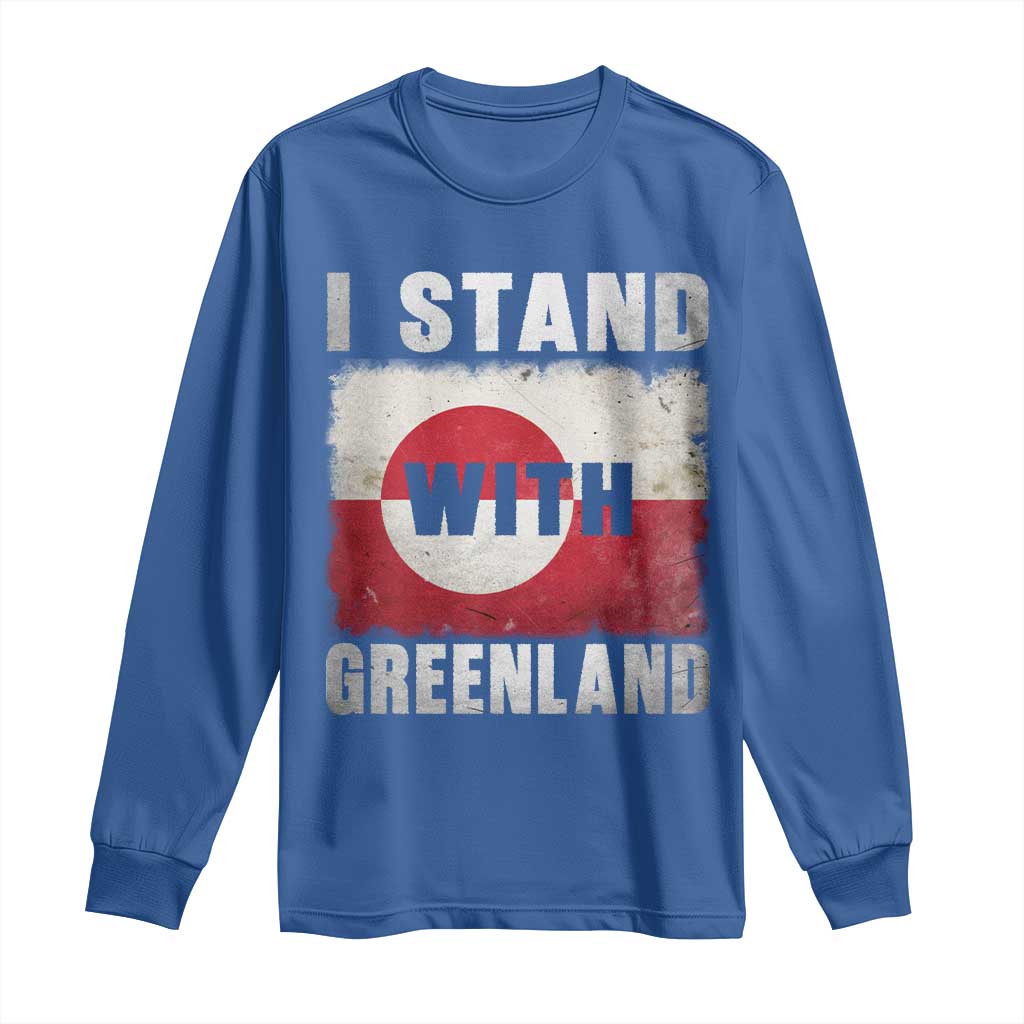 I Stand With Greenland Long Sleeve Shirt Support Greenlanders Vintage Greenland Flag TS11 Royal Blue Print Your Wear
