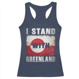 I Stand With Greenland Racerback Tank Top Support Greenlanders Vintage Greenland Flag TS11 Navy Print Your Wear