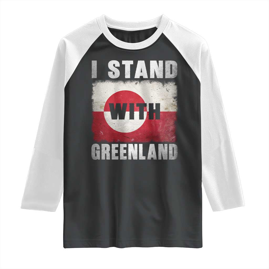 I Stand With Greenland Raglan Shirt Support Greenlanders Vintage Greenland Flag TS11 Black White Print Your Wear