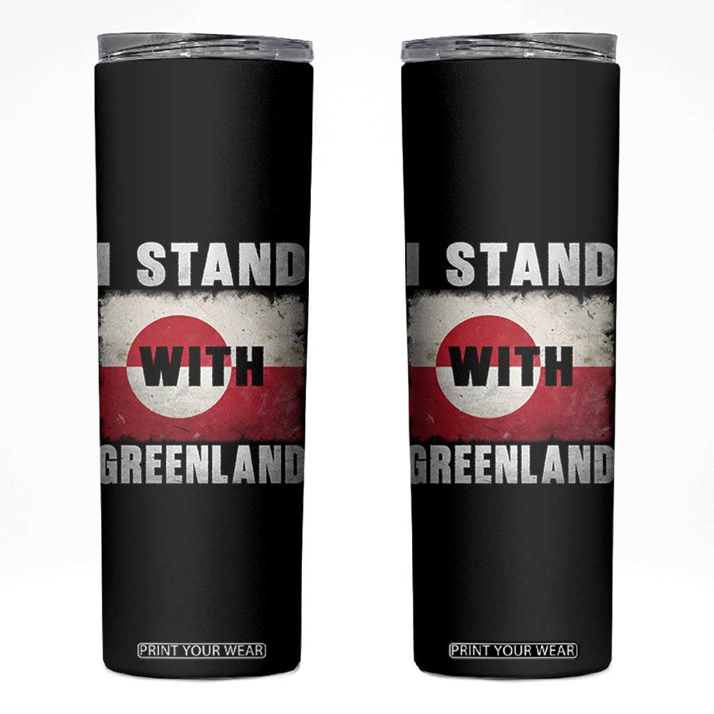 I Stand With Greenland Skinny Tumbler Support Greenlanders Vintage Greenland Flag TS11 Black Print Your Wear