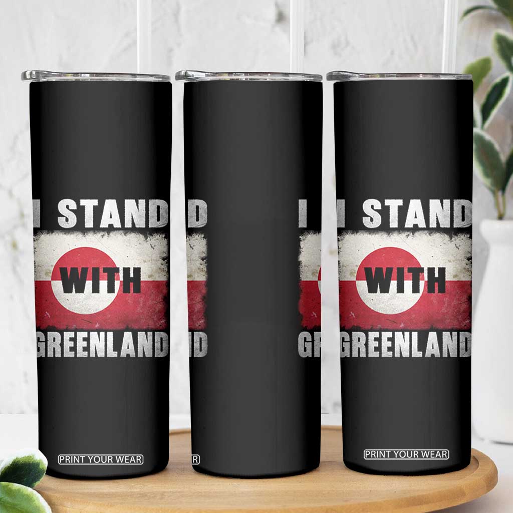 I Stand With Greenland Skinny Tumbler Support Greenlanders Vintage Greenland Flag TS11 Print Your Wear