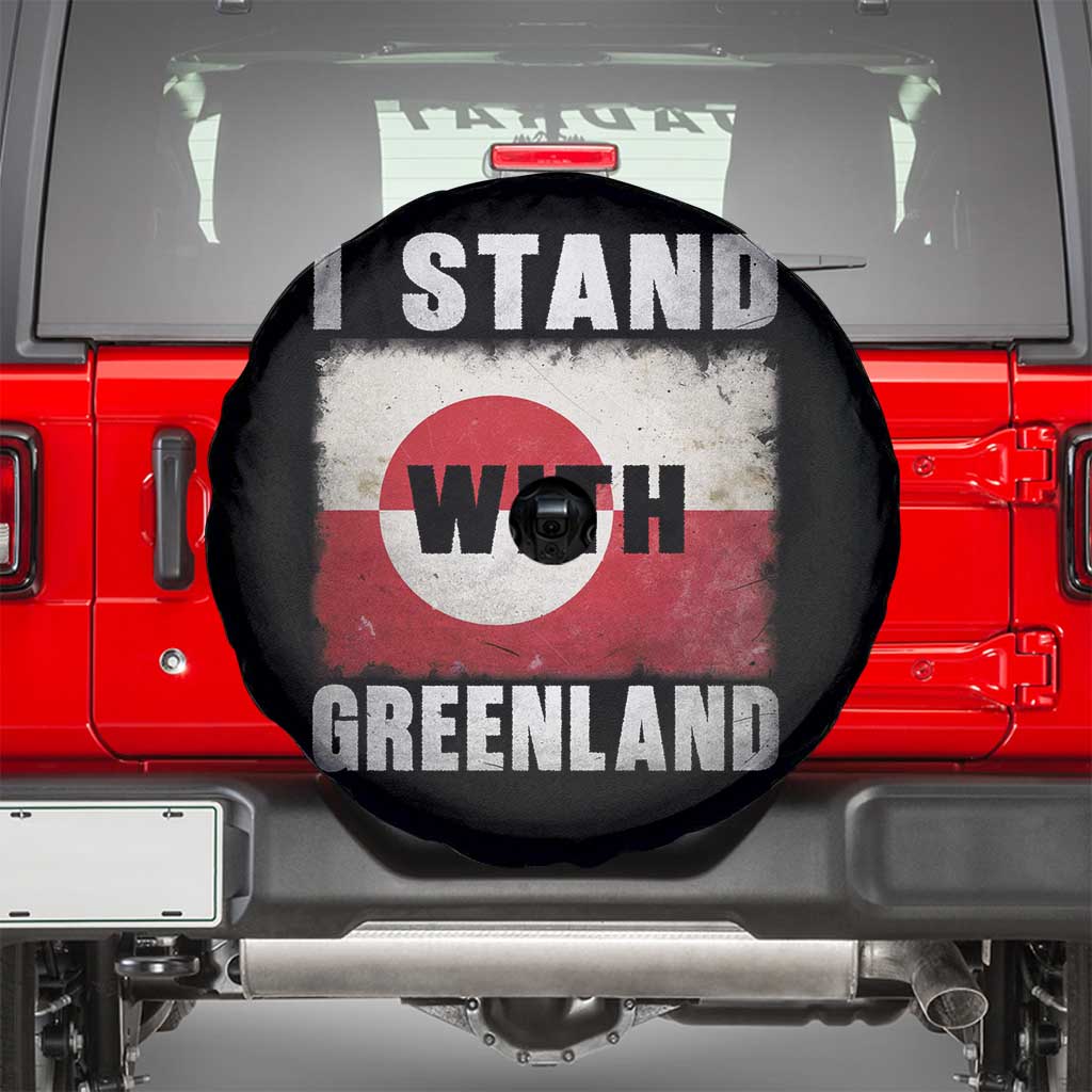 I Stand With Greenland Spare Tire Cover Support Greenlanders Vintage Greenland Flag TS11 Black Print Your Wear