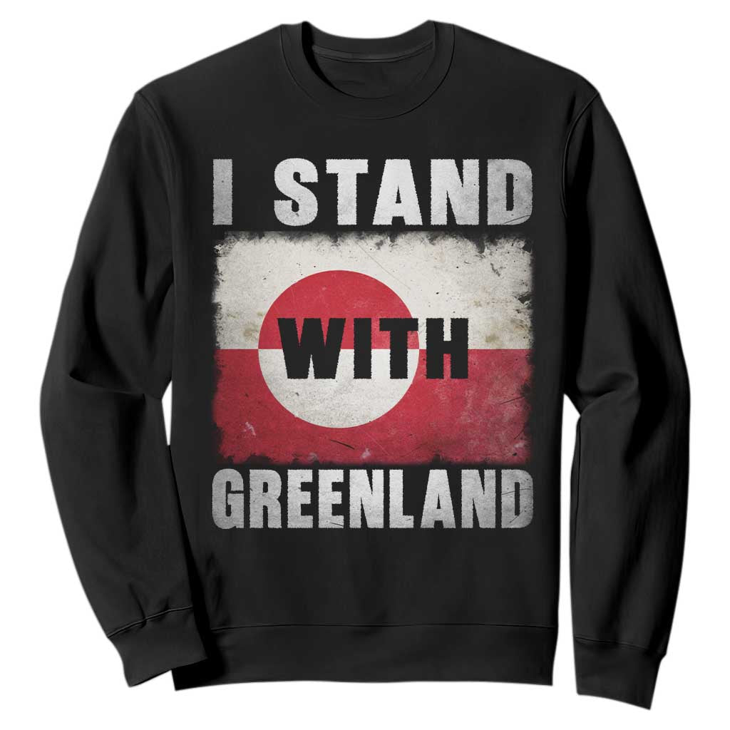 I Stand With Greenland Sweatshirt Support Greenlanders Vintage Greenland Flag TS11 Black Print Your Wear