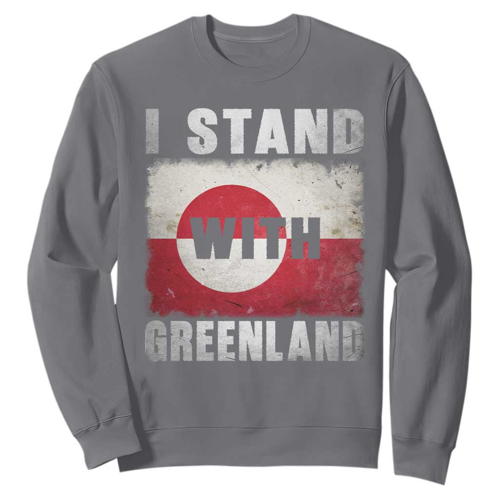 I Stand With Greenland Sweatshirt Support Greenlanders Vintage Greenland Flag TS11 Charcoal Print Your Wear