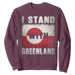 I Stand With Greenland Sweatshirt Support Greenlanders Vintage Greenland Flag TS11 Maroon Print Your Wear