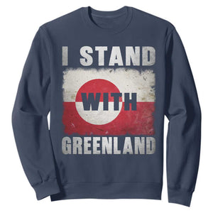 I Stand With Greenland Sweatshirt Support Greenlanders Vintage Greenland Flag TS11 Navy Print Your Wear