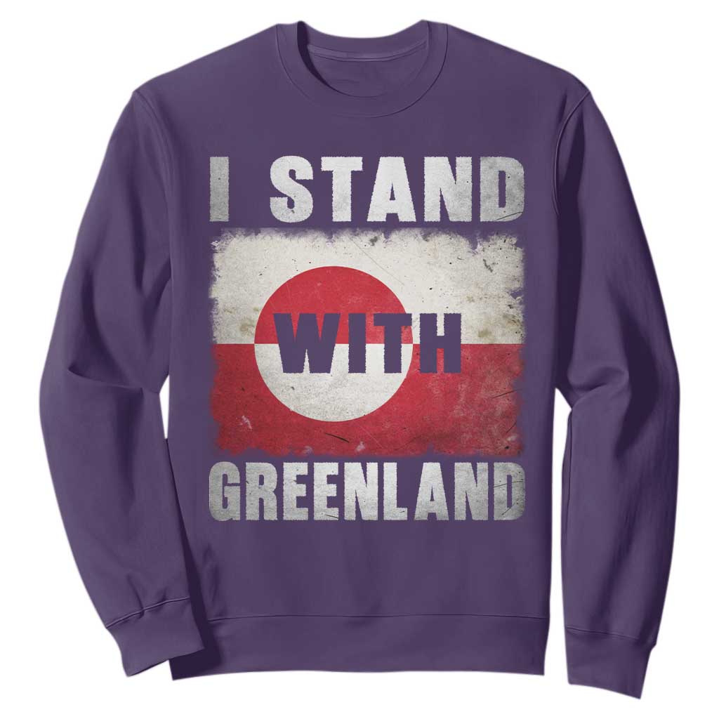 I Stand With Greenland Sweatshirt Support Greenlanders Vintage Greenland Flag TS11 Purple Print Your Wear