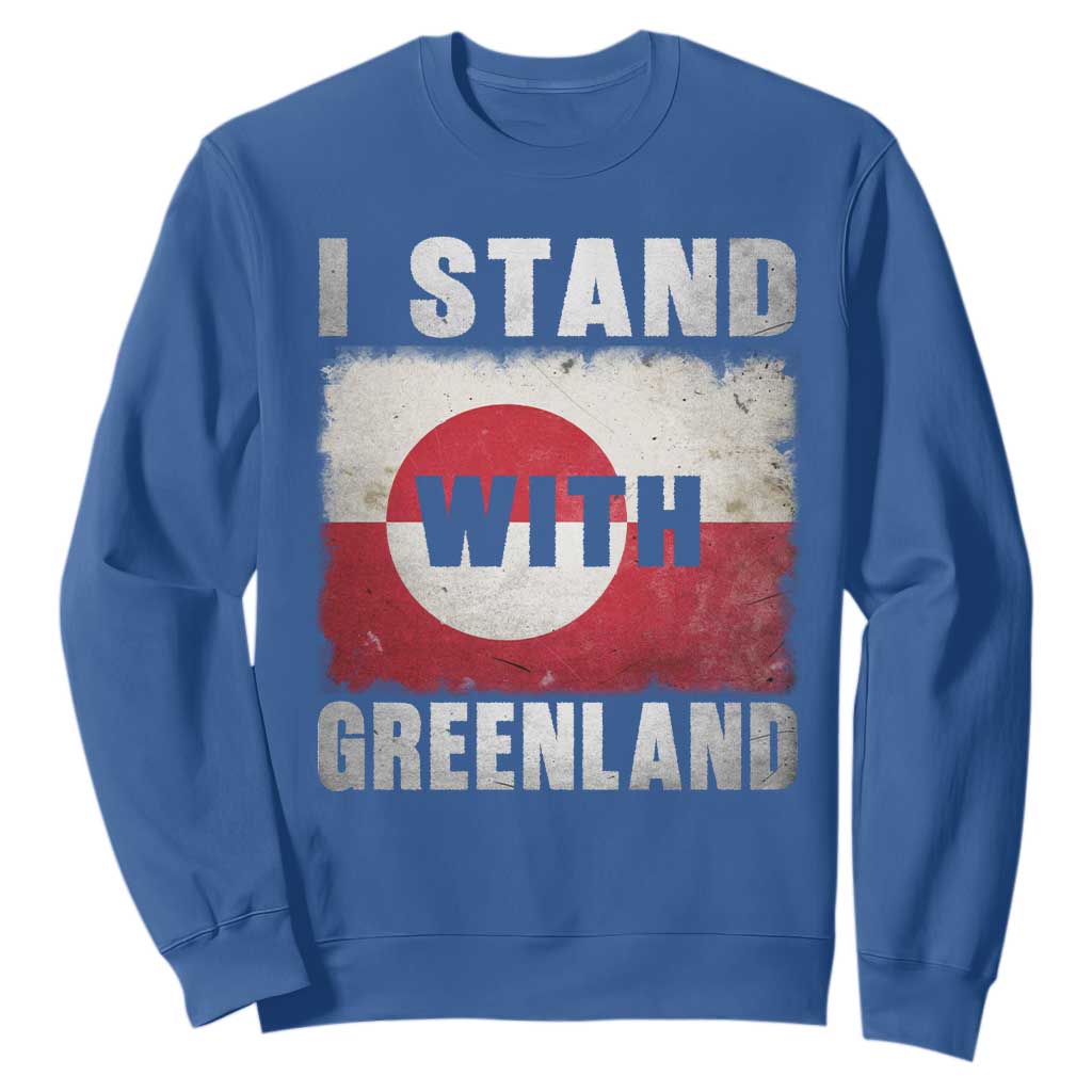 I Stand With Greenland Sweatshirt Support Greenlanders Vintage Greenland Flag TS11 Royal Blue Print Your Wear